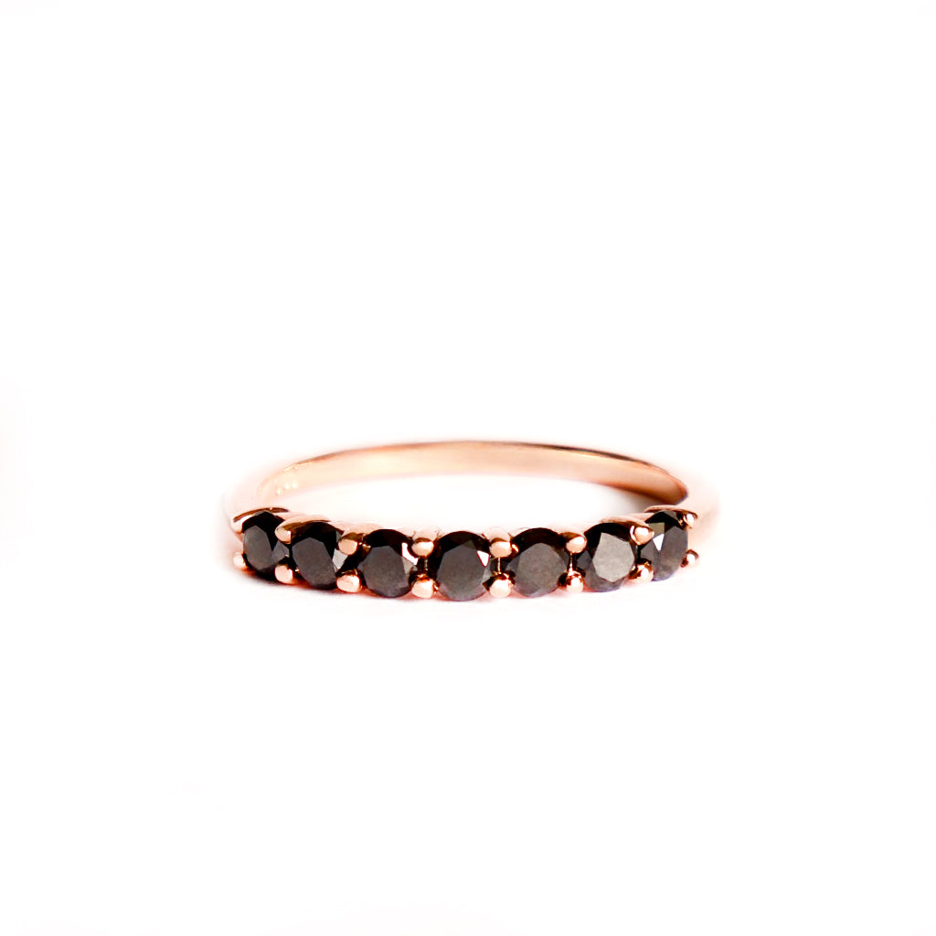 Half Eternity Rose Gold Black Diamond Stacking Ring