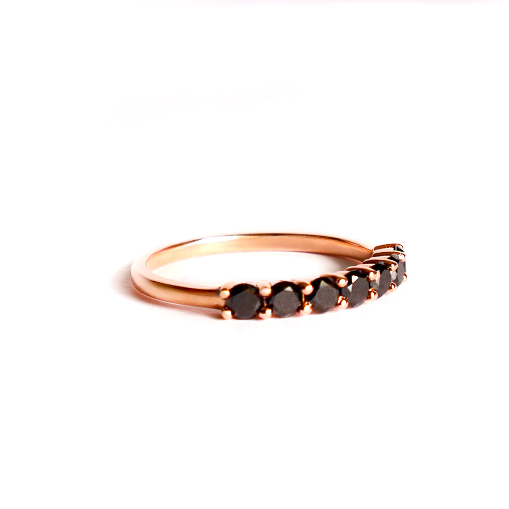 Half Eternity Rose Gold Black Diamond Stacking Ring