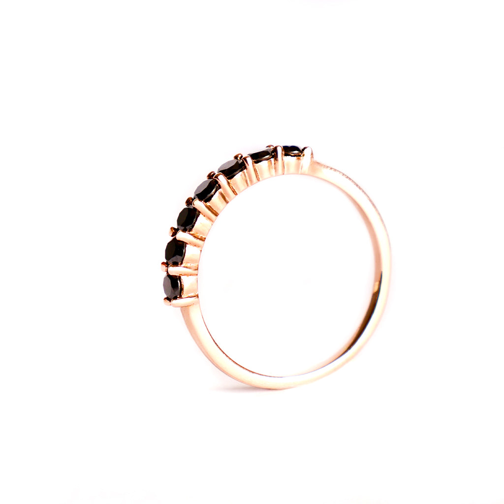 Half Eternity Rose Gold Black Diamond Stacking Ring