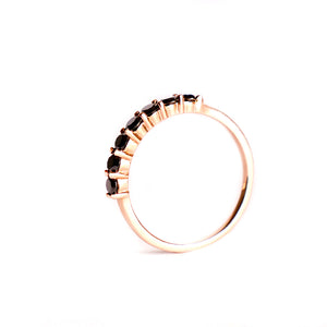 Half Eternity Rose Gold Black Diamond Stacking Ring