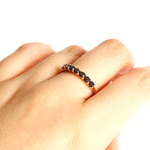 Half Eternity Rose Gold Black Diamond Stacking Ring