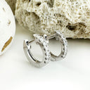 Half Eternity White Diamond White Gold Huggie Earrings