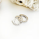 Half Eternity White Diamond White Gold Huggie Earrings