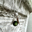 Handcrafted Tourmaline with Three Diamonds Ribbon Pendant