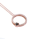 Heavenly Diamond Halo With Black Diamond Highlight Rose Gold Pendant