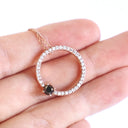 Heavenly Diamond Halo With Black Diamond Highlight Rose Gold Pendant