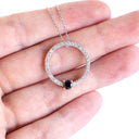Heavenly Diamond Halo With Black Diamond Highlight White Gold Pendant