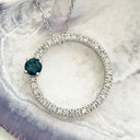London Blue Topaz and Diamond Halo Pendant