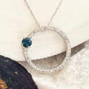 London Blue Topaz and Diamond Halo Pendant
