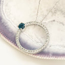 London Blue Topaz and Diamond Halo Pendant