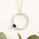 Sapphire and Diamond Yellow Gold Pendant