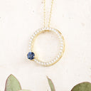 Sapphire and Diamond Yellow Gold Pendant