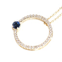 Heavenly Diamond Halo With Sapphire Highlight Yellow Gold Pendant
