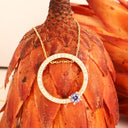 Heavenly Diamond Halo With Tanzanite Highlight Yellow Gold Pendant