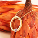 Heavenly Diamond Halo With Tanzanite Highlight Yellow Gold Pendant