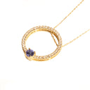 Heavenly Diamond Halo With Tanzanite Highlight Yellow Gold Pendant