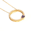 Heavenly Diamond Halo With Tanzanite Highlight Yellow Gold Pendant