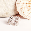 Heavenly Trilogy White Diamond White Gold Bar Earrings