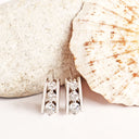 Heavenly Trilogy White Diamond White Gold Bar Earrings