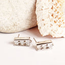 Heavenly Trilogy White Diamond White Gold Bar Earrings