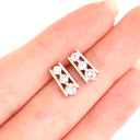 Heavenly Trilogy White Diamond White Gold Bar Earrings