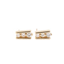 Heavenly Trilogy White Diamond and Yellow Gold Bar Earrings