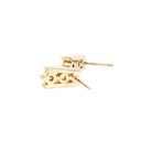 Heavenly Trilogy White Diamond and Yellow Gold Bar Earrings
