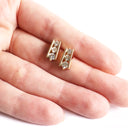 Heavenly Trilogy White Diamond and Yellow Gold Bar Earrings