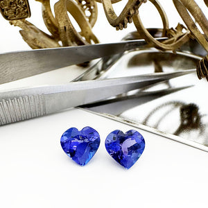 Tanzanite - blue/VIOLET Heart Cut Pair - 2.38ct