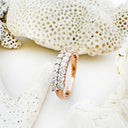 Sophisticated Double Half Eternity White Diamond Rose Gold Ring