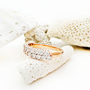 Sophisticated Double Half Eternity White Diamond Rose Gold Ring