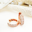 Luscious Double Band Half Eternity White Diamond Rose Gold Huggie Earrings