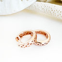 Luscious Double Band Half Eternity White Diamond Rose Gold Huggie Earrings