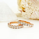 Luxurious Half Eternity White Diamond Rose Gold Huggie Earrings