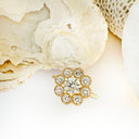 Vintage Inspired Floral White Diamond Yellow Gold Ring
