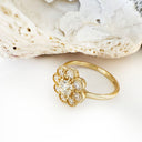 Vintage Inspired Floral White Diamond Yellow Gold Ring\