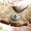 Divinely Decorative London Blue Topaz and Diamond White Gold Ring