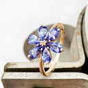 Delightful Pear Cut Rose Gold Flower Ring