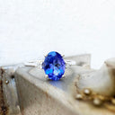 Princess Vibes Oval Cut Tanzanite With Diamond Shoulder Highlight Ring