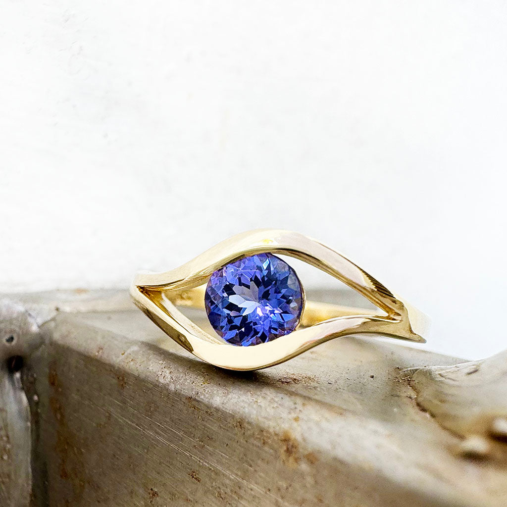 Golden Eye Yellow Gold Tanzanite Ring