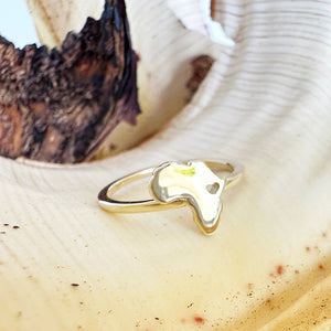 Yellow Gold Africa Heart Map Ring