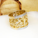 Golden People of Africa Eternity Ring with Diamond Borders