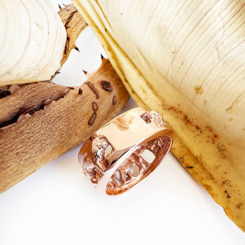 Big 5 Relief Ring with Rose Gold Borders