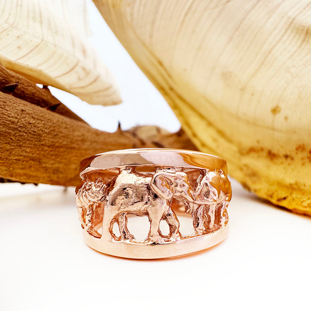 Big 5 Relief Ring with Rose Gold Borders