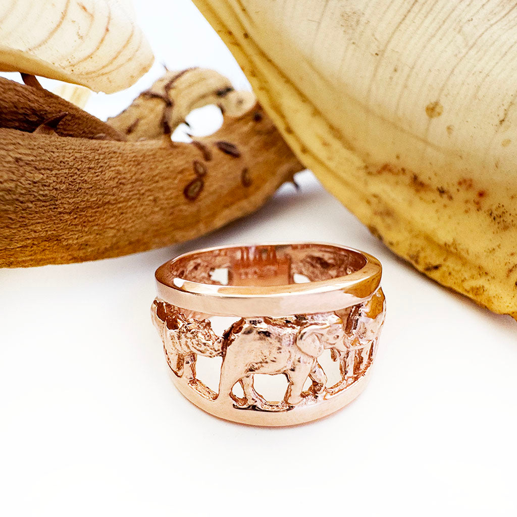 Big 5 Relief Ring with Rose Gold Borders