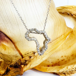 Diamond Studded 9-carat White Gold Africa Pendant