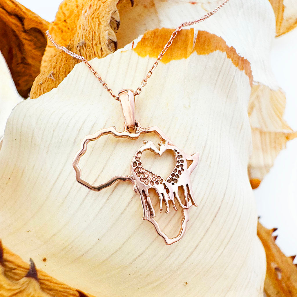 For the Love of Giraffes Rose Gold Pendant