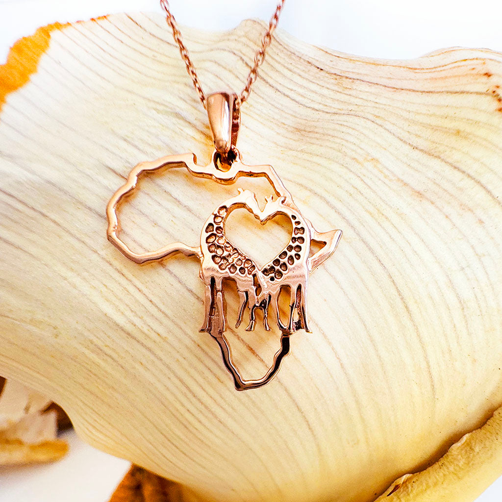 For the Love of Giraffes Rose Gold Pendant