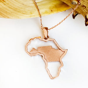 Table Mountain and Africa Map Pendant in Rose Gold