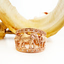 Big 5 Relief Ring with White Diamond Borders in Rose Gold